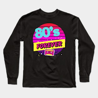 80s forever music tape and sunset Long Sleeve T-Shirt